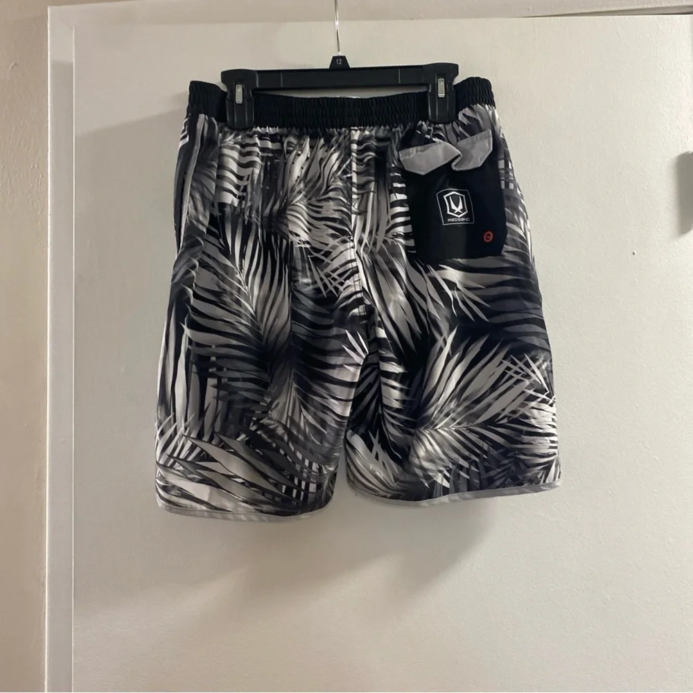 Tropical Black and White Men's‎ Swim Trunks